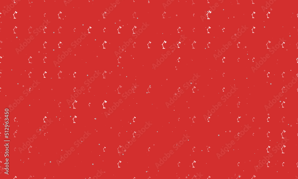 Poster seamless background pattern of evenly spaced white table lamp symbols of different sizes and opacity