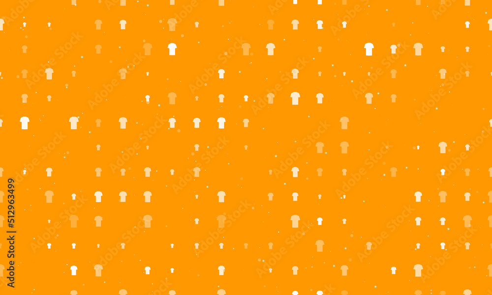 Poster seamless background pattern of evenly spaced white t-shirt symbols of different sizes and opacity. v