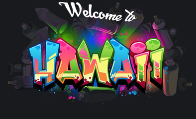 Graffiti Styled Vector Graphics Design - The State of Hawaii