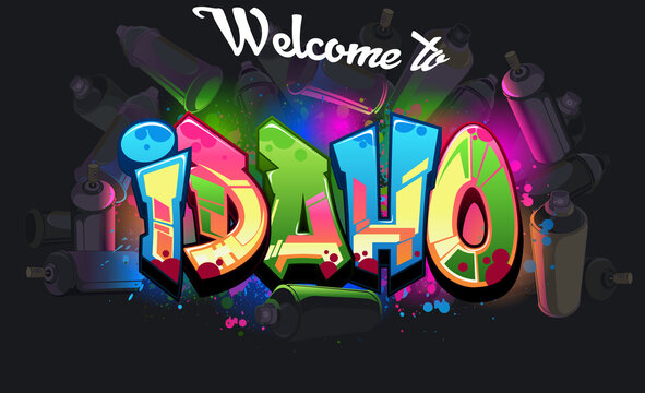 Graffiti Styled Vector Graphics Design - The State of Idaho