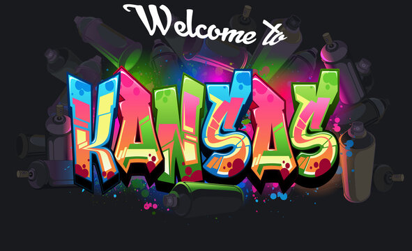Graffiti Styled Vector Graphics Design - The State of Kansas