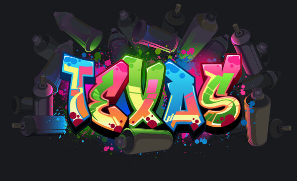 Graffiti Styled Vector Graphics Design - The State of Texas