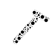 A large mens razor symbol in the center made in pointillism style. The center symbol is filled with black circles of various sizes. Vector illustration on white background