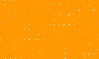 Seamless background pattern of evenly spaced white mens razor symbols of different sizes and opacity. Vector illustration on orange background with stars