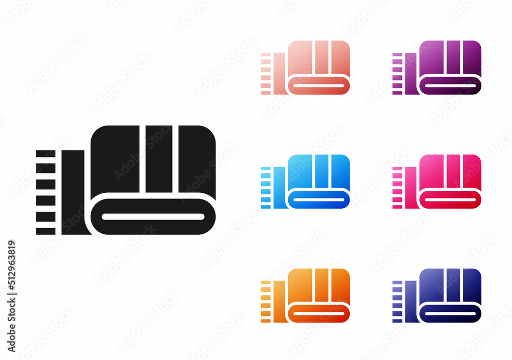 Poster black towel stack icon isolated on white background. set icons colorful. vector