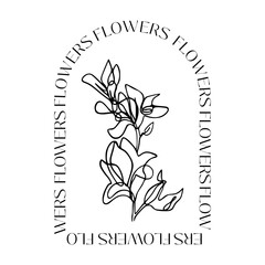 Fototapeta premium One Line Drawing Set Of Plants Black Sketch of Flowers with frame Isolated on White Background. Flowers One Line Illustration. Minimalist Prints Set. Vector. Modern Single Line Art, Aesthetic Contour.