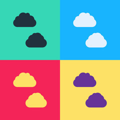 Pop art Cloud icon isolated on color background. Vector