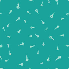 Green Microphone icon isolated seamless pattern on green background. On air radio mic microphone. Speaker sign. Vector