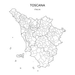 Vector Map of the Geopolitical Subdivisions of the Region of Tuscany (Toscana) with Provinces and Municipalities (Comuni) as of 2022 - Italy - obrazy, fototapety, plakaty