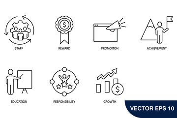 employee motivation icons set . employee motivation pack symbol vector elements for infographic web