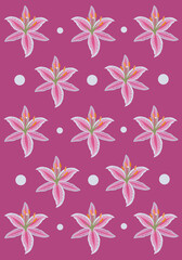 Pink lily flower vector wallpaper for graphic design and decorative element