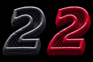 Fight night font. Red and black. Number 2