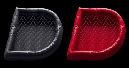 Fight night font. Red and black. Letter D