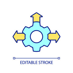 System expansion RGB color icon. Changing process. Growth and development. Transformation. Isolated vector illustration. Simple filled line drawing. Editable stroke. Arial font used