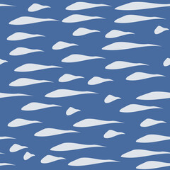 Shapeless white spots on a blue background. Vector repeating pattern.