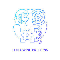 Following patterns blue gradient concept icon. Repetitive actions. Resisting changes reason abstract idea thin line illustration. Isolated outline drawing. Myriad Pro-Bold fonts used