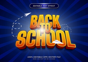 Back To School 3d modern text style effect editable. Text template banner or poster design.