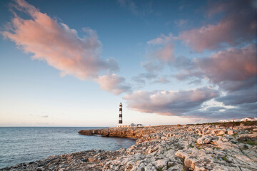 Faro de Cap d´Artrutx , año1858.Cabo de Artrutx. Ciutadella.Menorca.Balearic islands.Spain.