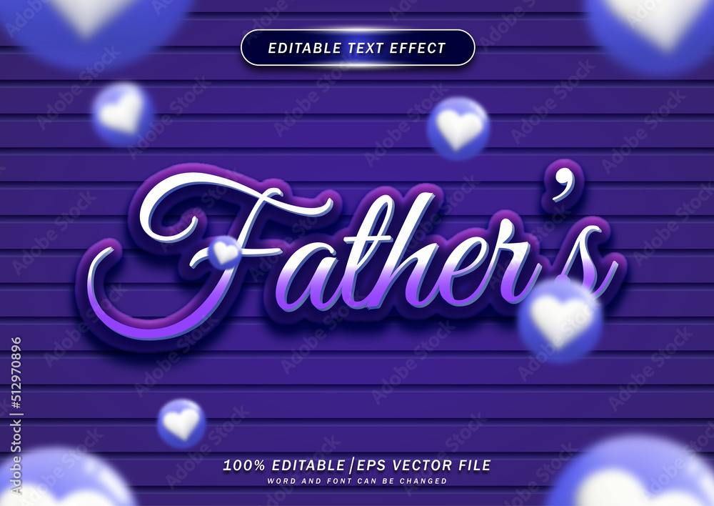Poster father's text editable effect. elegant style effect