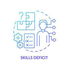 Skills deficit blue gradient concept icon. No professional development. Adaptability enemy in HR abstract idea thin line illustration. Isolated outline drawing. Myriad Pro-Bold fonts used