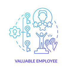 Valuable employee blue gradient concept icon. Handle changes. Benefit of workplace adaptability abstract idea thin line illustration. Isolated outline drawing. Myriad Pro-Bold fonts used