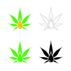 Fototapeta na wymiar set Oil of cannabis leaf