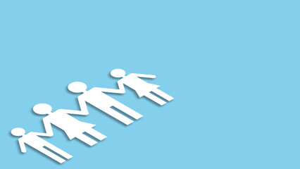 Paper cut of a family figure with copy space. the concept of insurance and family relations. 3D Rendering