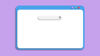 minimal blank search bar on webpage layout background. web search mock-up concept. 3d rendering