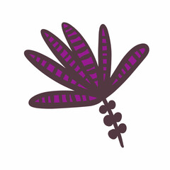 Purple and violet hand drawn vector logo crazy wild plant