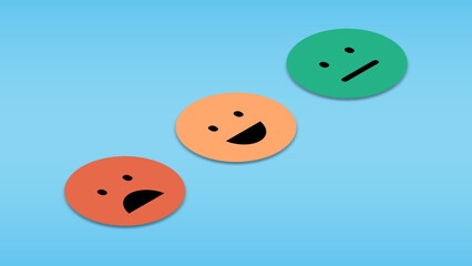 happy and sad smiley face icon, for review concept. 3D rendering