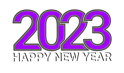 shadow Happy New Year 2023 text design. Cover of business diary for 2023 with wishes. Brochure design template, card, banner. Vector illustration. Isolated on white background