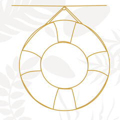 lifebuoy drawing in one continuous line, isolated, vector