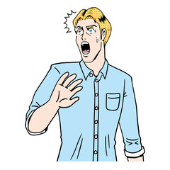 アメコミタッチのびっくりする白人