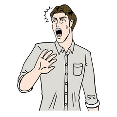 アメコミタッチのびっくりする白人