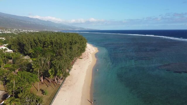 Saint-Gilles, Reunion beach in the seaside resort of Saint-Gilles les Bains on Reunion Island. High quality 4k footage