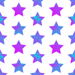 Star pattern. Simple, elegant backdrop for birthday, baby shower, party. Neon glow stars isolated on white.