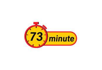 73 minute timers Clocks, Timer 73 min icon, countdown icon. Time measure. Chronometer icon isolated on white background