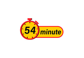 54 minute timers Clocks, Timer 54 min icon, countdown icon. Time measure. Chronometer icon isolated on white background