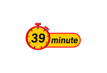 39 minute timers Clocks, Timer 39 min icon, countdown icon. Time measure. Chronometer icon isolated on white background