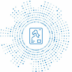 Blue line X-ray shots icon isolated on white background. Abstract circle random dots. Vector