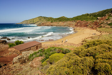 Obraz premium Playa del Pilar, Ferreries, Menorca, Islas Baleares, españa, europa.