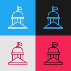 Pop art line White House icon isolated on color background. Washington DC. Vector