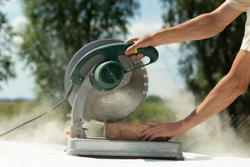 cutting bricks with a miter saw