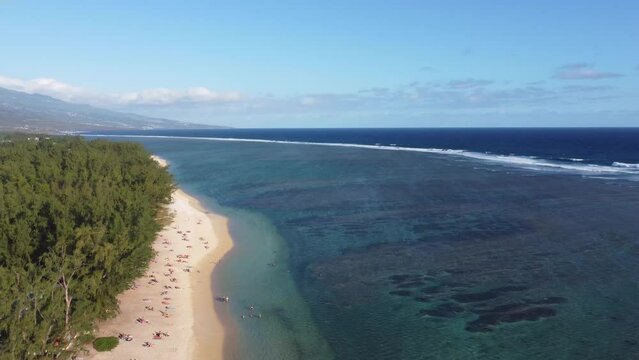 Saint-Gilles, Reunion beach in the seaside resort of Saint-Gilles les Bains on Reunion Island. High quality 4k footage