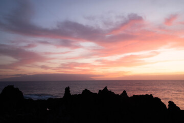rock formations in the ocean at sunset Tenerife