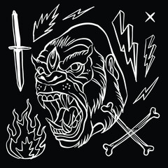 gorilla vector illustration king of monkey