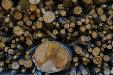 firewood and branches in the woodpile