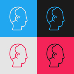 Pop art line Baldness icon isolated on color background. Alopecia. Vector