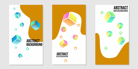 Fototapeta premium editable set of social network story templates. abstract background with cube elements. trendy design for social media post