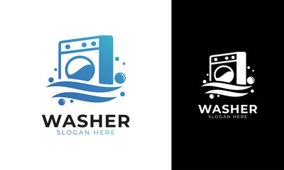 Washer logo design for laundry business symbol